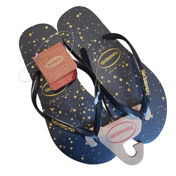 Havaianas Slim Logo Metallic Sandal Black 7/8 & 9/10 - Picture 5 of 5